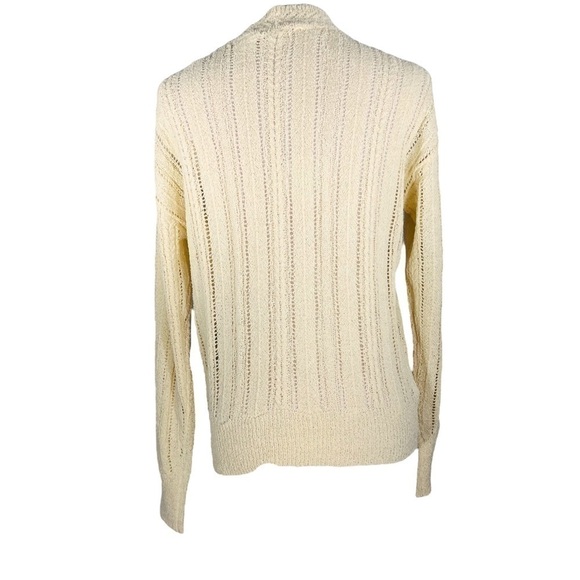 ASTR wrap front sweater pointelle v-neck long sleeve cream size m style at15838c - Picture 5 of 12